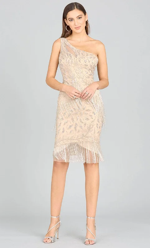 French Retro Lara Dresses 29140 - One-Sleeve Bead Fringe Embellished Dress