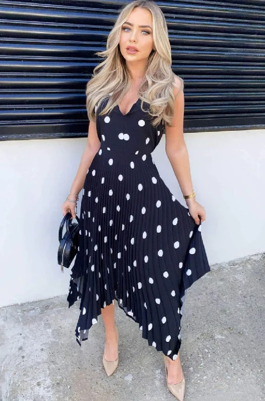 Simple And Comfortable Orlena Black Polka Dot Dress