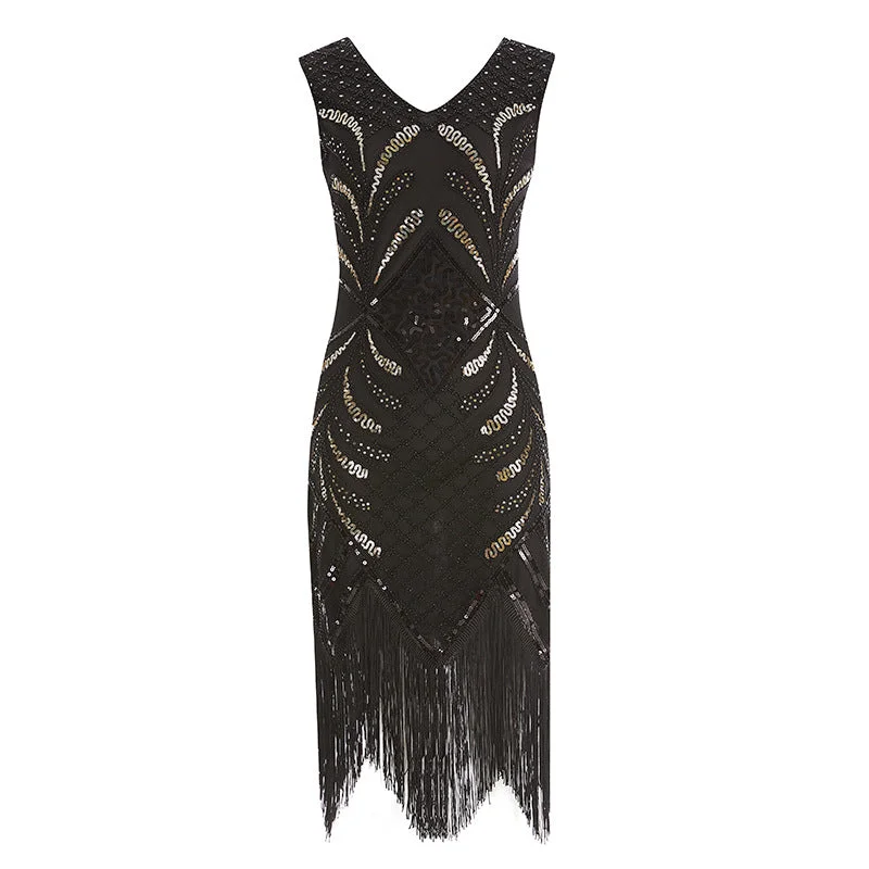 Outdoor Trend Vintage Handmade Sequined Tassels Party Dresses for Women