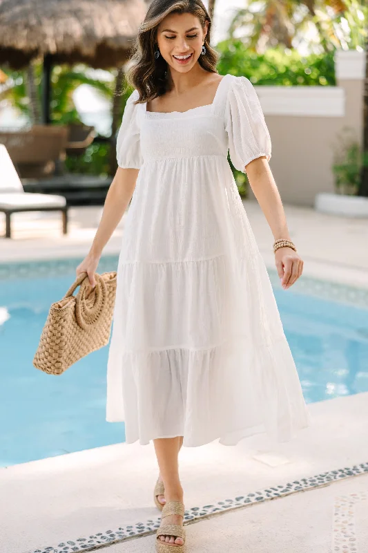 Exclusive Customization Think About It White Midi Dress