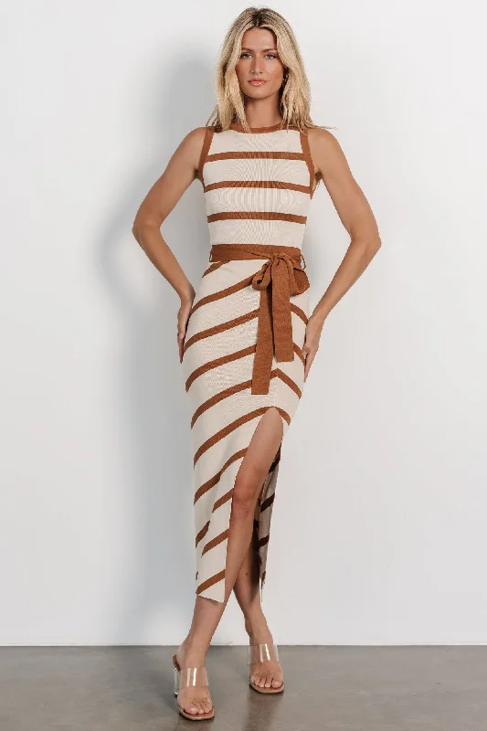 French Style Chelsea Knit Dress | Beige + Camel
