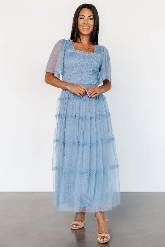 Elegant And Charming Bexley Tulle Dress | Dusty Blue