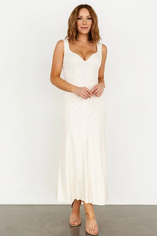 New Autumn And Winter Styles Justine Ribbed Tank Maxi Dress | Cream