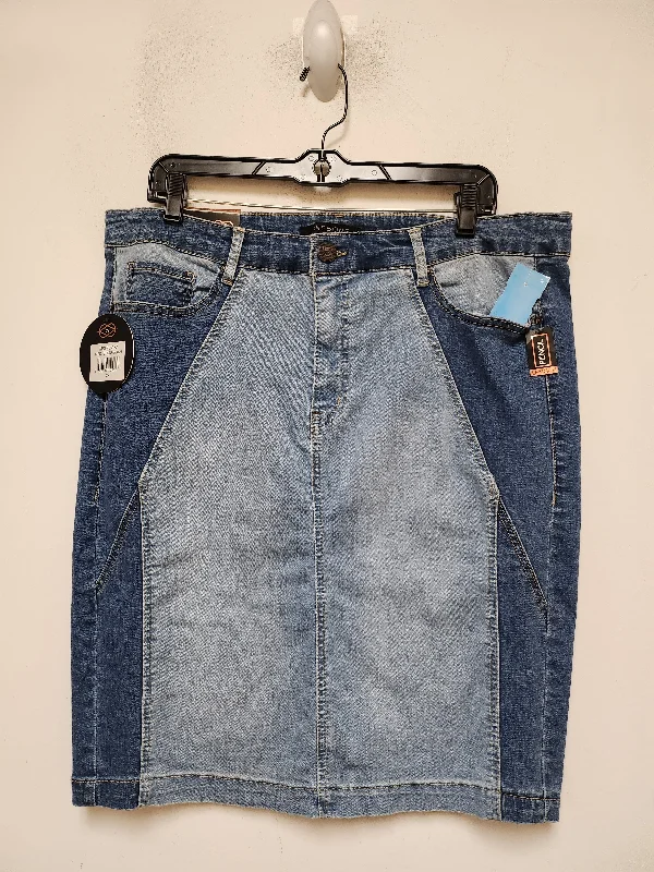 Denim Design Skirt Midi By One 5 One In Blue Denim, Size: 20