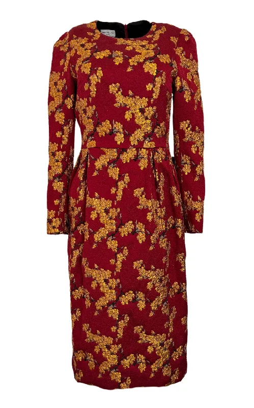 Elegant And Casual Floral Jacquard Dress