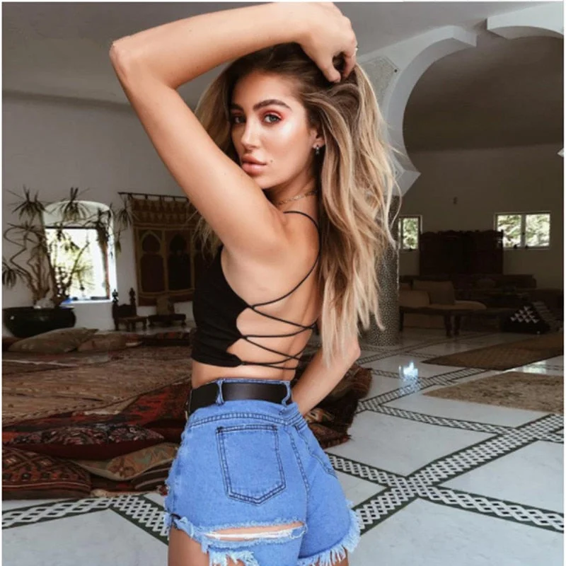 Fresh And Natural Women Summer cotton backless bandage lace up crop tops 2020 summer women fashion sexy female camis regata feminina camisa femini Fresh And Natural Women Summer cotton backless bandage lace up crop tops 2020 summer women fashion sexy female camis regata feminina camisa femini