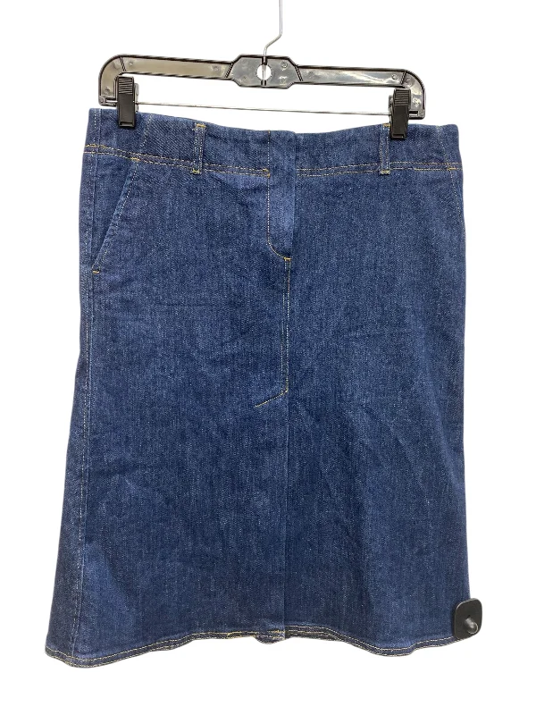 Avant-garde Design Skirt Midi By Theory In Blue Denim, Size: 8