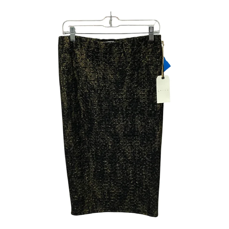 Relaxed And Casual Skirt Midi By Leith In Black & Gold, Size:8