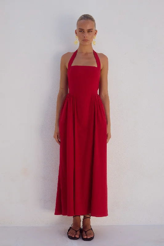 Bright Colors LOCKLEA MIDI DRESS - CHERRY