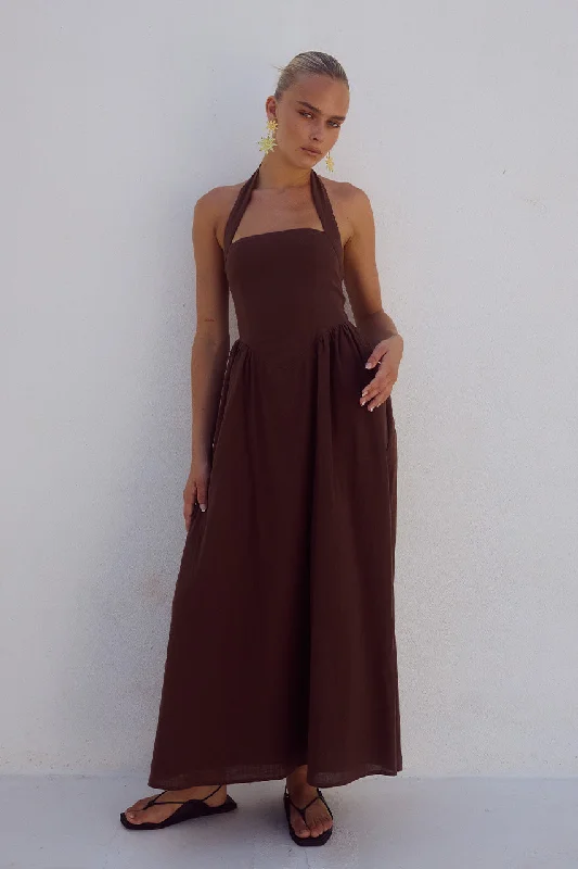 Light And Breathable LOCKLEA MIDI DRESS - CHOCOLATE