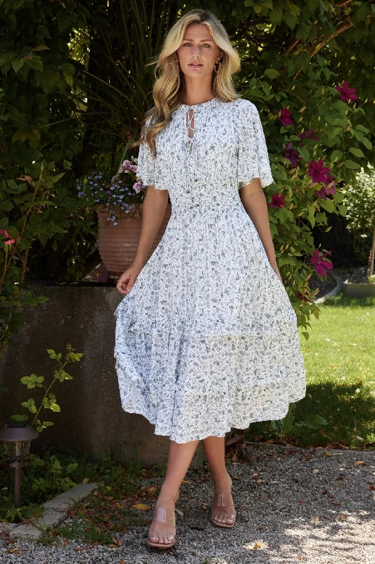 Body Design Spell Boho Midi Dress | White + Sage