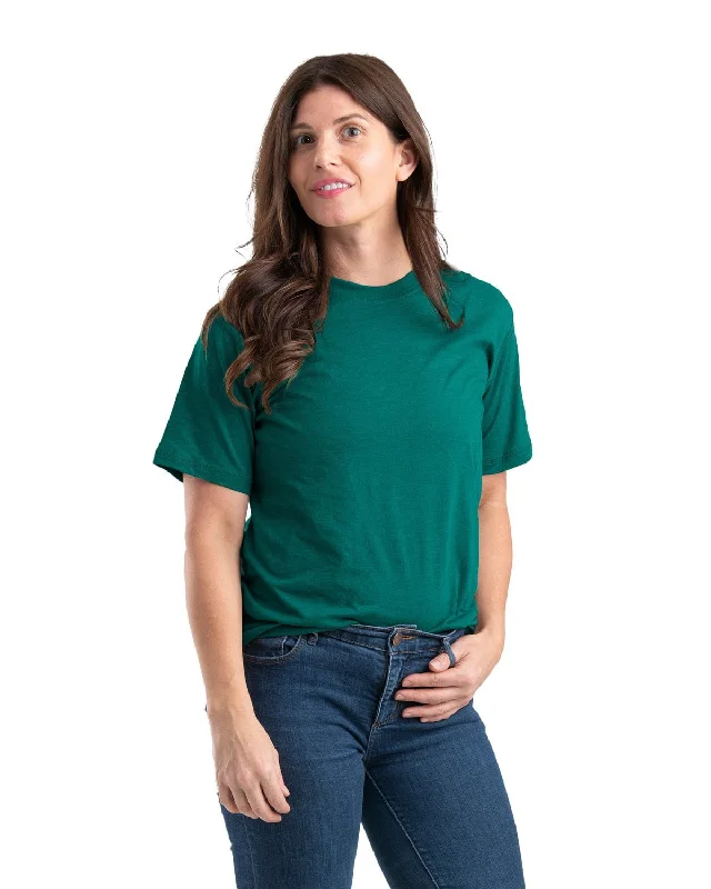 Warm And Comfortable Berne Womens Performance Dark Teal Cotton Blend S/S T-Shirt