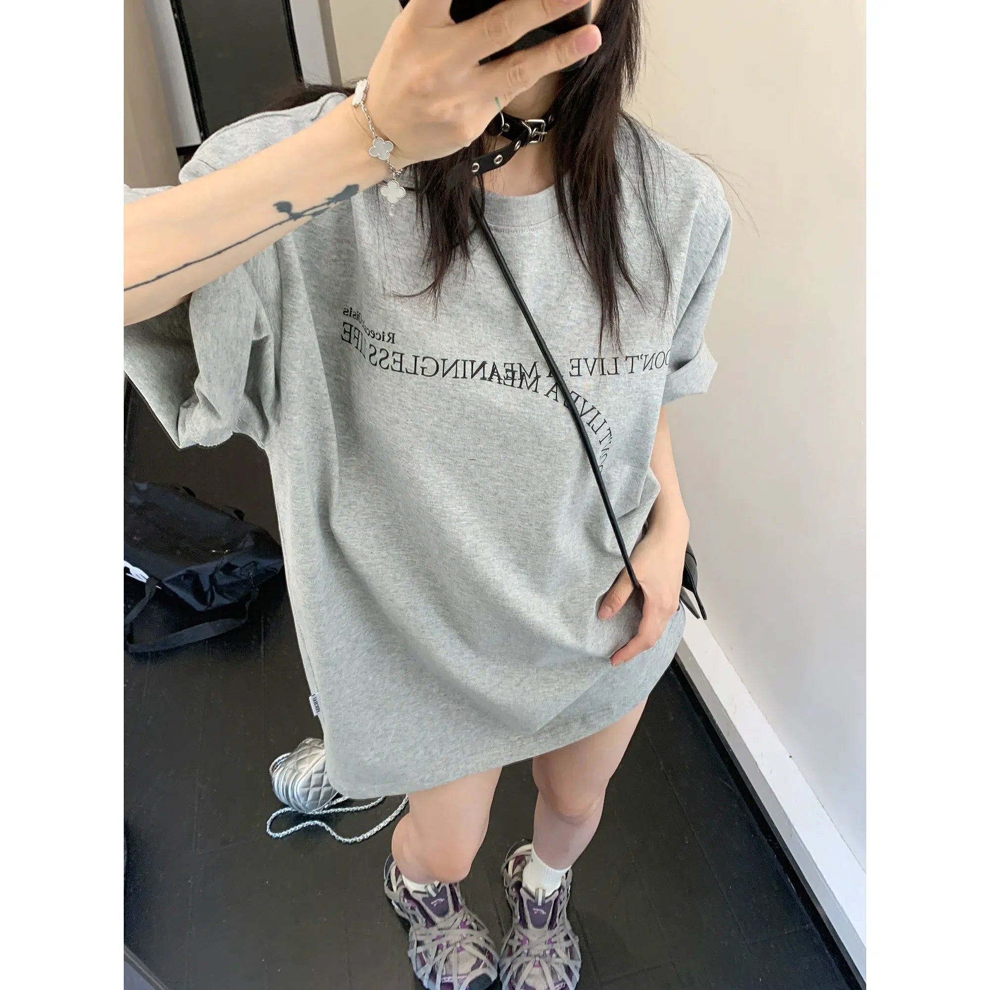 Elegant And Simple Oversized Letter Print T-Shirt