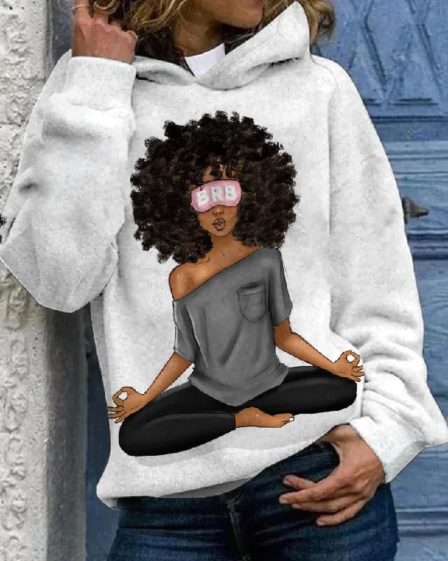 Casual Style Brown Afro Yoga Girl Unisex Hoodie