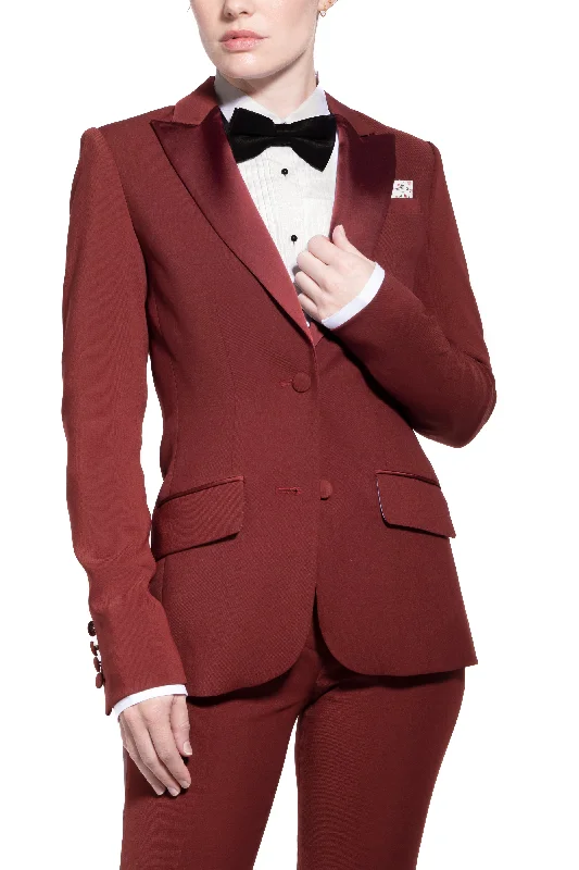 Minimalism Burgundy Peak Lapel Tuxedo Jacket