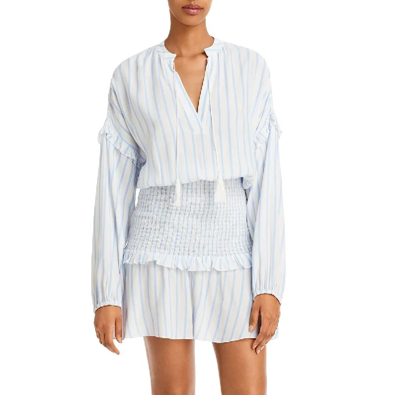 Sexy Fun Aqua Womens Striped Smocked Mini Dress