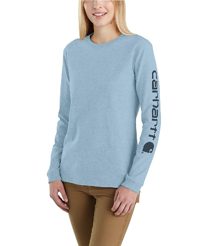 Fashion Style Carhartt Women's Signature Sleeve Logo Long Sleeve T-shirt - Alpine Blue Heather Fashion Style Carhartt Women's Signature Sleeve Logo Long Sleeve T-shirt - Alpine Blue Heather