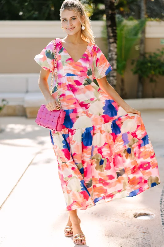 Spiritual Vitality Lead The Way Pink Abstract Maxi Dress