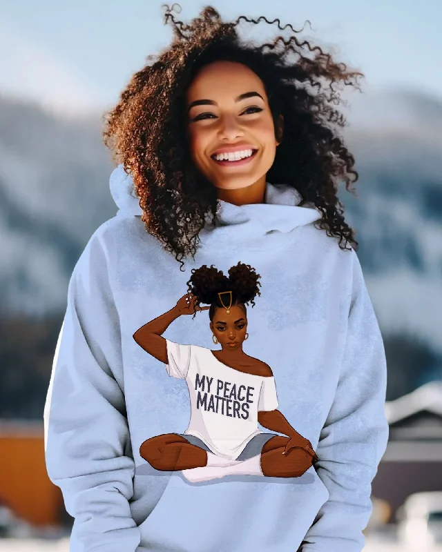 Slightly Flared Design Women's My Peace Matters Retro Long Sleeve Hoodie