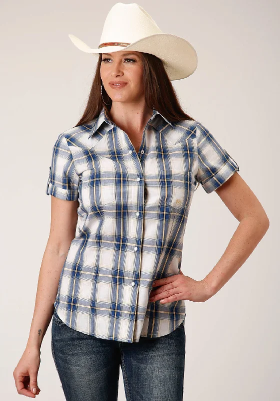 Free And Casual Roper Womens Blue 100% Cotton Denim Ombre S/S Shirt