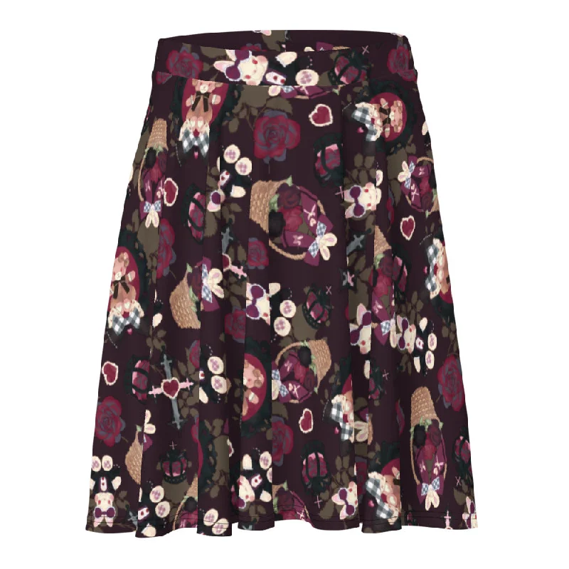 Thin Design Gothic Teddy Skater Skirt