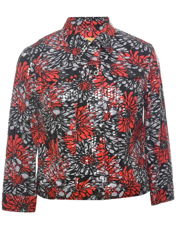 Simple And Comfortable Floral Pattern Evening Jacket - M