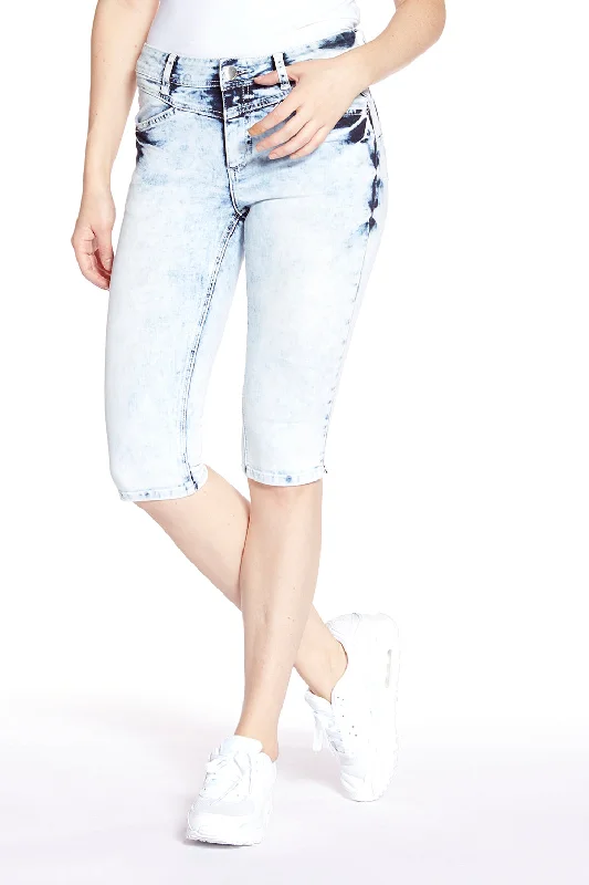 Celebrity Must-have BECCA - Ladies Denim Capri - Light Indigo Acid Wash