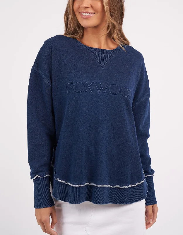 Slightly Flared Design Simplified Crew - Denim