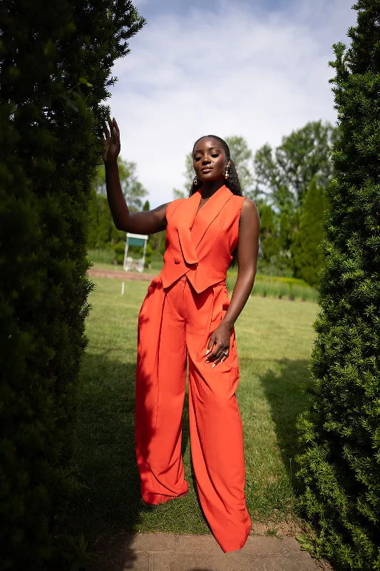 Fashion Elements Candace Loose Wide-Leg Vest Suit