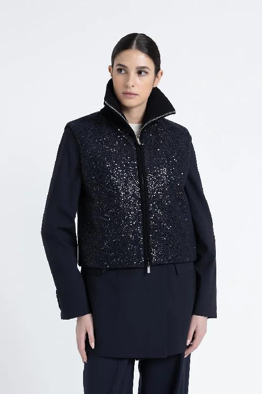 Feminine Charm Padded Lurex fabric waistcoat with sequins