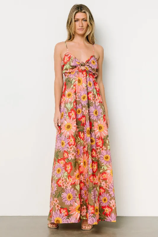 New Autumn And Winter Styles Rosalee Maxi Dress | Flower Multi