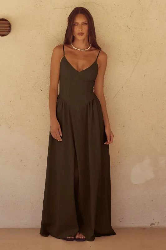 Wearable At Home Or Out ZEPHY MAXI DRESS - CHOCOLATE