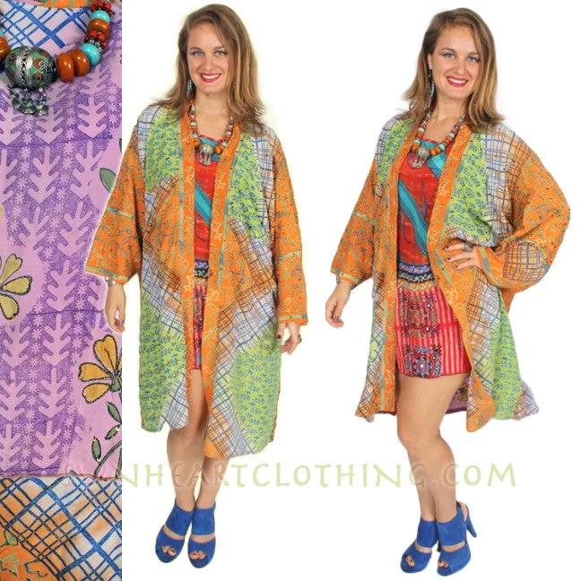 Avant-garde Design SunHeart Vintage Silk Deco Jacket Embroidered  Sml-7X