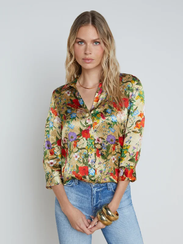 Spiritual Vitality 40126BBHymvb L'AGENCE Dani 3/4 Sleeve Silk Blouse