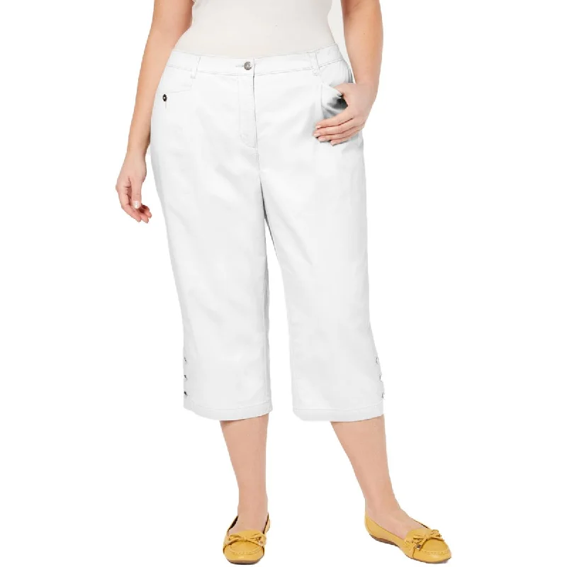 Luxury And Elegant Plus Womens Tummy Control Comfort Waist Capri Pants