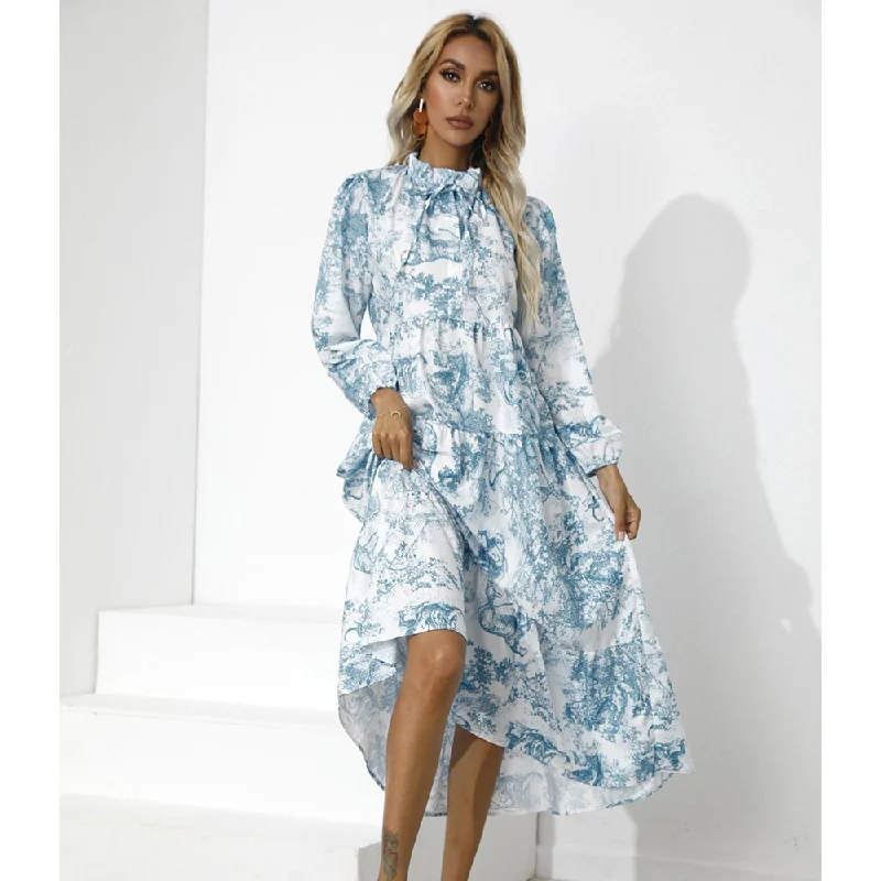 Exclusive Customization Women Round Neck Loose Fall Long Dresses