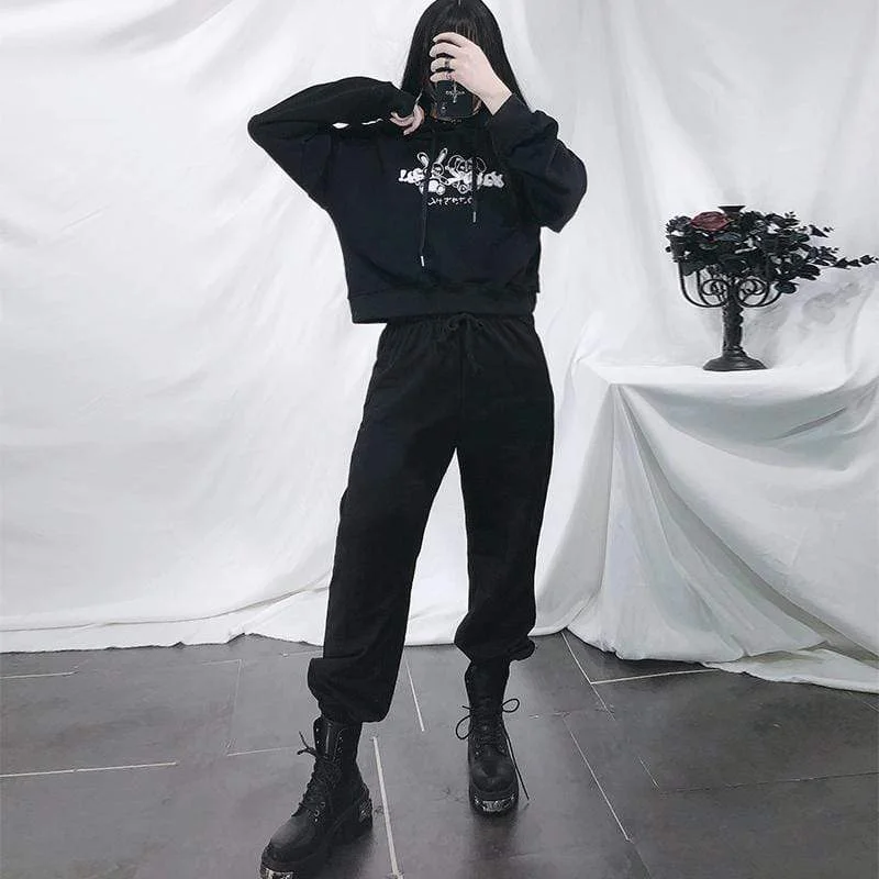 Fashion Elements Women's Gothic Japanese Bunny Printed Hoodies