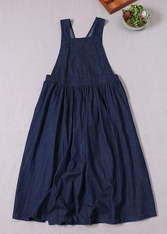 High Street Style Boutique Blue Cinched Pockets denim Mini Dresses Spring