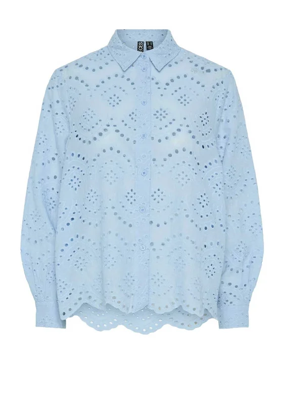 Denim Design Pieces Vilde Broderie Anglaise Shirt, Cashmere Blue
