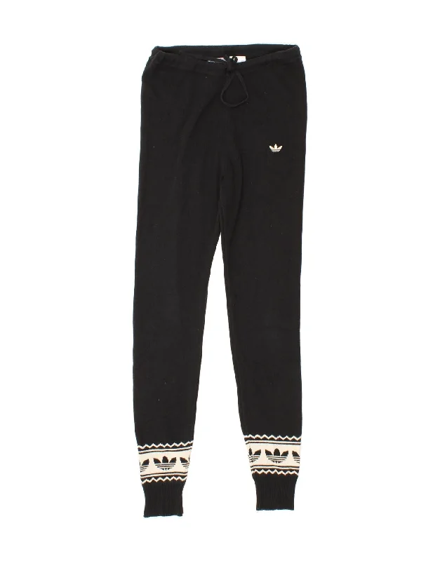 Fashionable And Versatile ADIDAS Womens Tracksuit Trousers Joggers IT 42 Small  Black Colourblock