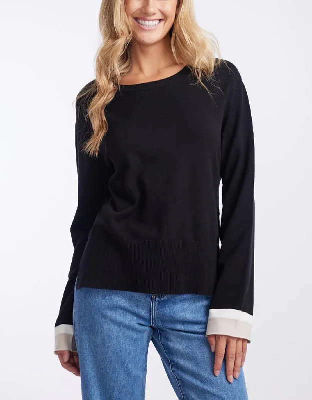 Spiritual Vitality Giselle Lightweight Knit Top - Black/Oat/White