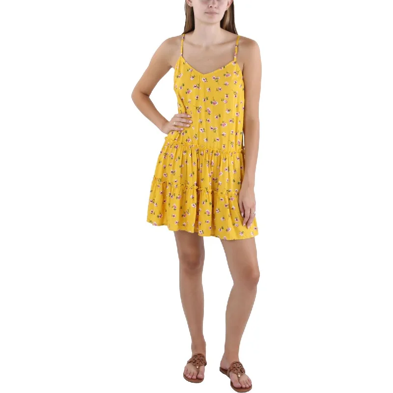 Modern City As U Wish Womens Juniors Above Knee Floral Print Mini Dress
