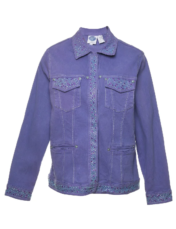 High-end Fabrics Purple 1990s Embellished Denim Jacket - M