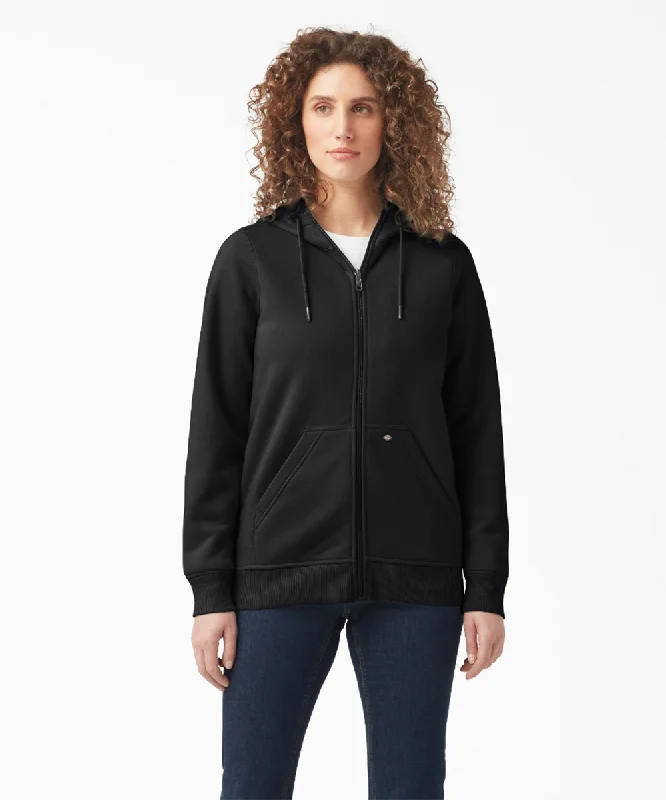Designer Style Dickies Women's Heavyweight Full-Zip Fleece Hoodie - Black