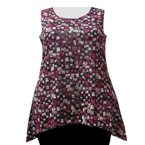 Modern City Raspberry Tetris with Silver Foil Shark Bite Hem Tank Top Women's Plus Size Tank Top Modern City Raspberry Tetris with Silver Foil Shark Bite Hem Tank Top Women's Plus Size Tank Top