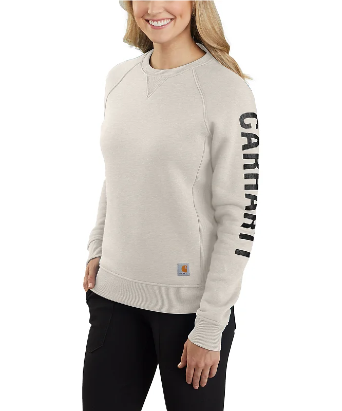 Thin Design Carhartt Women's Midweight Logo Crew Neck Sweatshirt - Malt