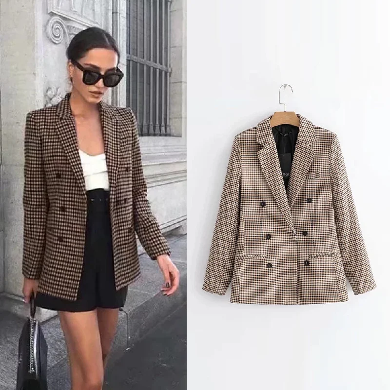 Stunning Fashion Long Sleeve Turn-down Collar Coat Women Clothing Plaid blazers Female 2019 Lady Business Jacket Suit Coat Slim Top Outerwear Stunning Fashion Long Sleeve Turn-down Collar Coat Women Clothing Plaid blazers Female 2019 Lady Business Jacket Suit Coat Slim Top Outerwear