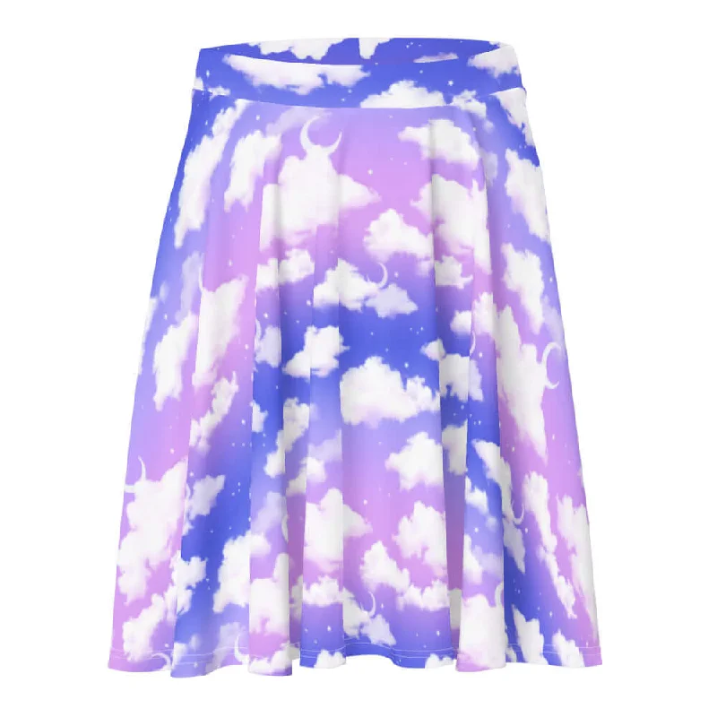 Soft And Comfortable Cloudy Sky Skater Skirt