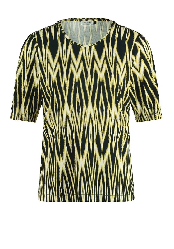 Romantic And Fresh Gerry Weber Jersey Printed Elbow Sleeve Top, Black
