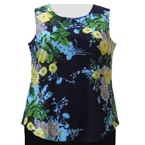 Simple And Comfortable Navy Floral Layering Tank Top Women's Plus Size Tank Top